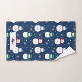 Blue Snowman Weihnachtsmuster mit Namen Badhandtuch Set (Handtuch)