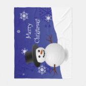 Blue Snowman Winter Scene Christmas Fleece Blanket (Vorderseite)
