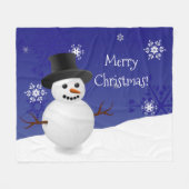 Blue Snowman Winter Scene Christmas Fleece Blanket (Vorderseite (Horizontal))