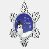 Blue Snowman Winter Scene Snowflake Ornament (Rechts)