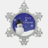 Blue Snowman Winter Scene Snowflake Ornament (Vorderseite)