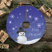 Blue Snowman Winter Scene Weihnachtsbaumrock Polyester Weihnachtsbaumdecke