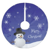Blue Snowman Winter Scene Weihnachtsbaumrock Polyester Weihnachtsbaumdecke (Vorderseite)