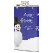 Blue Snowman Winter Scene Weihnachtsflasche Flachmann (Links)