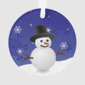 Blue Snowman Winter Scene Weihnachtsschmuck Ornament (Rückseite)
