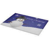 Blue Snowman Winter Scene Weihnachtsschneider Schneidebrett (Ecke)