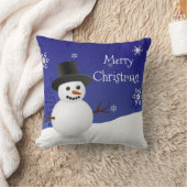 Blue Snowman Winter Szene Weihnachtsbaum Kissen (Decke)