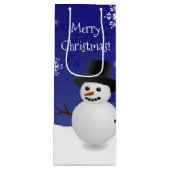 Blue Snowman Winter Szene Weihnachtswein Geschenkt Geschenktüte Für Weinflaschen (Vorderseite)