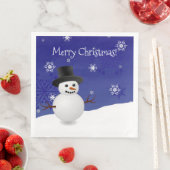 Blue Snowman Winterlandschaft Weihnachtsbuch Napki Serviette (Beispiel)