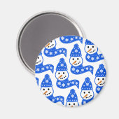 Blue Snowmen Scarves Magnet (Vorderseite/Rückseite)