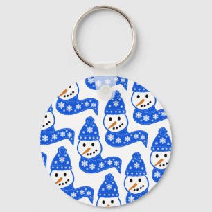 Blue Snowmen Scarves Schlüsselanhänger