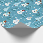 Blue Snowmen Weihnachtsbaum Kindermuster Geschenk Geschenkpapier (Ecke)