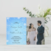 Blue Snows Hochzeitseinladungen mit Foto Einladung (Stehend Vorderseite)