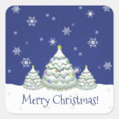 Blue Snowy Christmas Tree Sticker (Vorderseite)