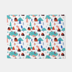 Blue Snowy Festivals Weihnachten Winterurlaub Fußmatte