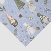 Blue Snowy Forest Christmas Gnomes Pattern Seidenpapier (Detail)