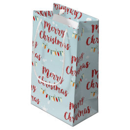 Blue Snowy Frohe Weihnachten farbenfrohe Lichter Kleine Geschenktüte