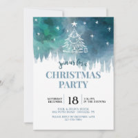 Blue Snowy Weihnachts-Party Einladung