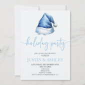 Blue Snowy Weihnachtsmannmütze Weihnachtsfeier Einladung (Vorderseite)