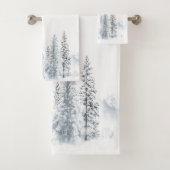 Blue Snowy Winter Trees Badhandtuch Set (Insitu)