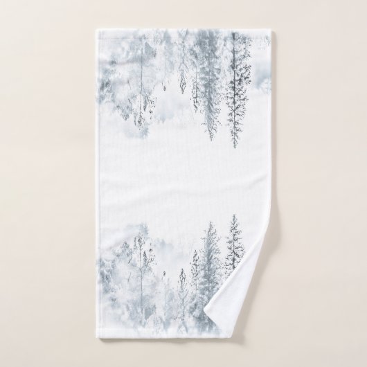 Blue Snowy Winter Trees Badhandtuch Set (Handtuch)