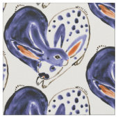 Blue Snuggle Bunny Liebe Rabbit Herzdesign Niedlic Stoff (Nahaufnahme)