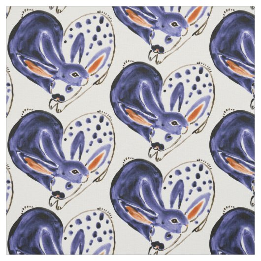 Blue Snuggle Bunny Liebe Rabbit Herzdesign Niedlic Stoff (Muster)