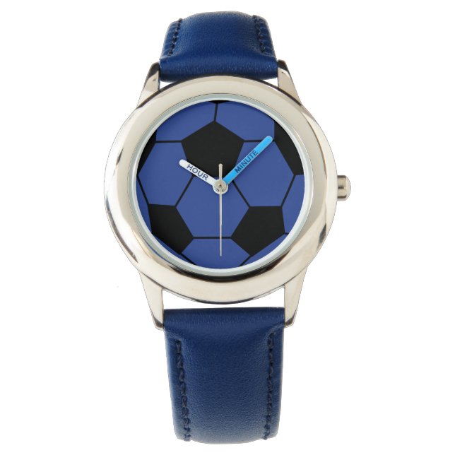 Blue Soccer Ball Armbanduhr (Vorderseite)