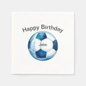 Blue Soccer Ball Custom Geburtstagsparty Serviette (Vorderseite)