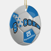 Blue Soccer Ball | Personalisieren Keramikornament (Rechts)