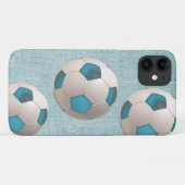 Blue Soccer Ball Soccer Player Art Phone Case (Rückseite (Horizontal))