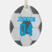 Blue Soccer Ball Weihnachten Keramik Ornament (Rechts)