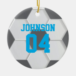 Blue Soccer Ball Weihnachten Keramik Ornament