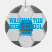 Blue Soccer Ball Weihnachten Keramik Ornament (Hinten)