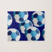 Blue Soccer Balls, Fußball-Grafik, Puzzle (Horizontal)