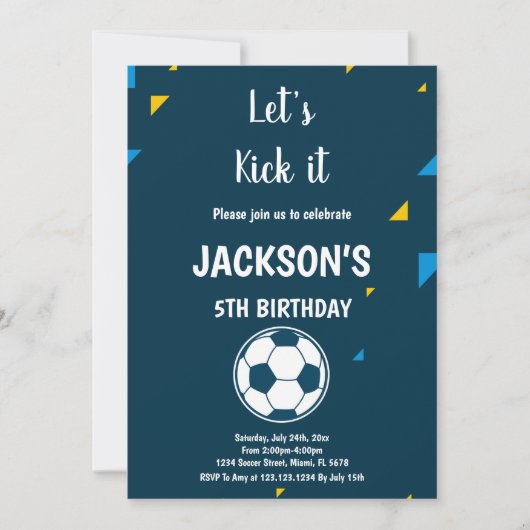 Blue Soccer Birthday Einladungen Thema (Vorderseite)