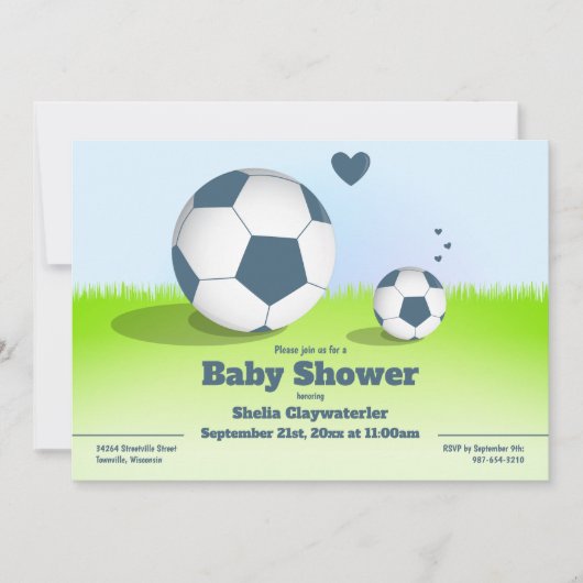 Blue Soccer/Football Baby Dusche | Einladung (Vorderseite)