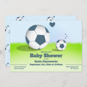 Blue Soccer/Football Baby Dusche | Einladung (Vorne/Hinten)
