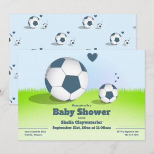 Blue Soccer/Football Baby Dusche Einladung