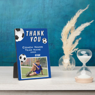 Blue Soccer Fußball Ball Sports Coach Vielen Dank Fotoplatte