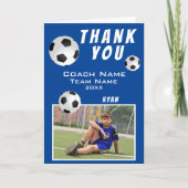 Blue Soccer / Fußball Sport Danke Coach Card (Vorderseite)
