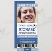 Blue Soccer Graduation Party - Einladung (Vorne/Hinten)