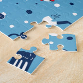 Blue Soccer Player Ball Muster Kinder Sport benenn Puzzle (Seite)