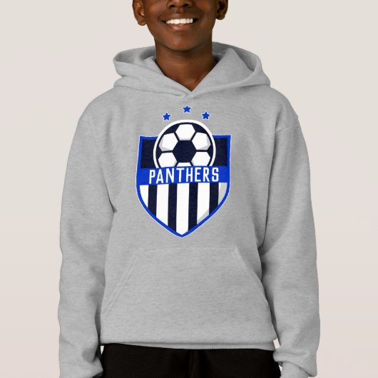 Blue Soccer Shield Team, Spielername und -nummer Hoodie (Vorderseite)