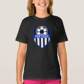Blue Soccer Shield Team, Spielername und -nummer T-Shirt (Vorderseite)