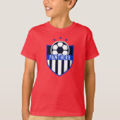 Blue Soccer Shield Team, Spielername und -nummer T-Shirt (Vorderseite)