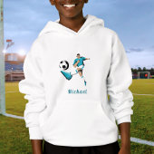 Blue Soccer Silhouette Boys Kinder Sport Hoodie