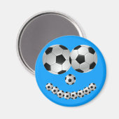 Blue Soccer Smile Magnet (Vorderseite/Rückseite)