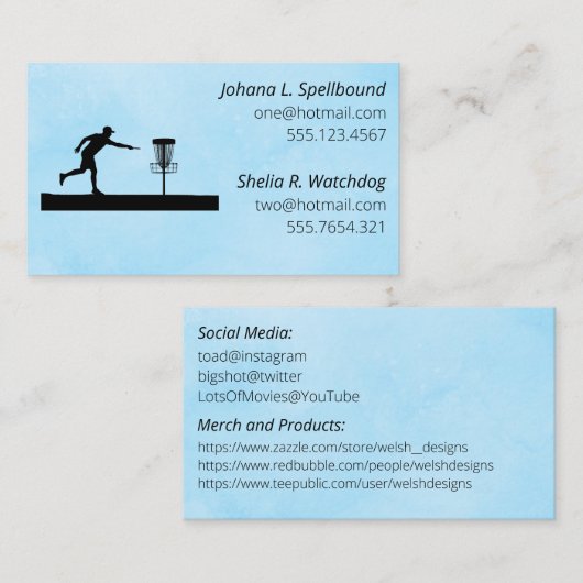 Blue Social calling card-Disc Golf Visitenkarte (Vorne/Hinten)