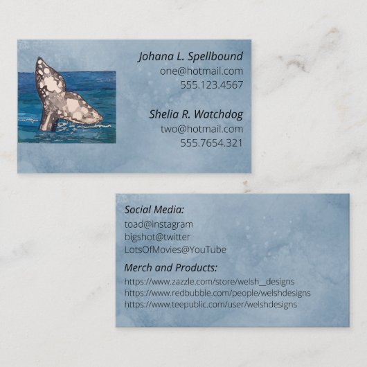 Blue Social calling card-whale Visitenkarte (Vorne/Hinten)